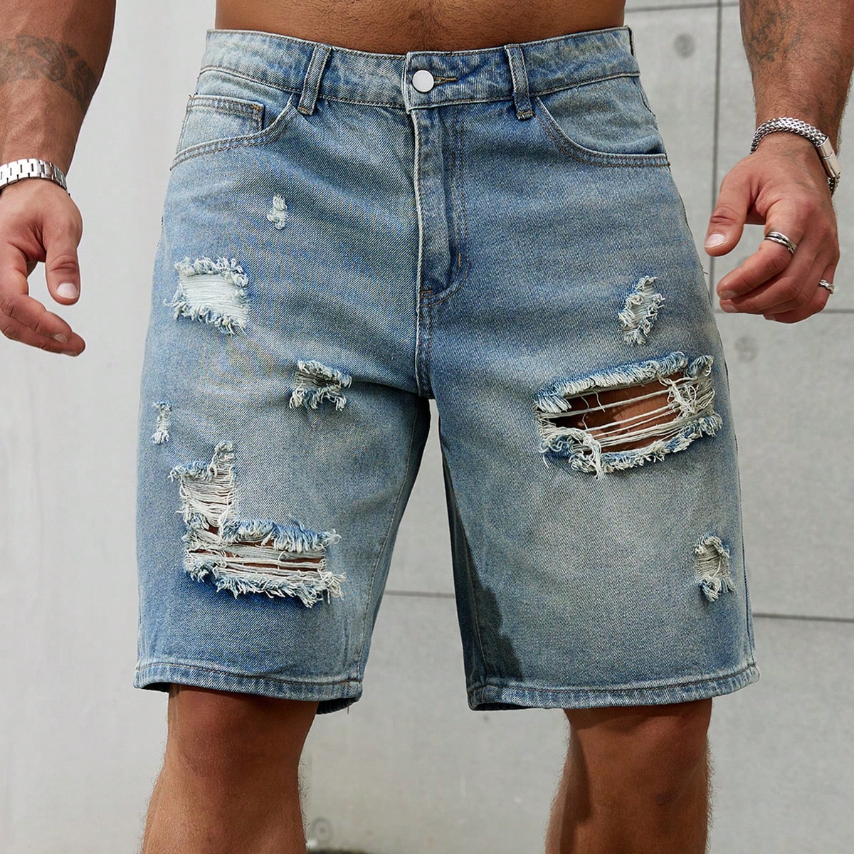 Streetwear Brand Fashion - Nowa moda męska podarta krótka odzież