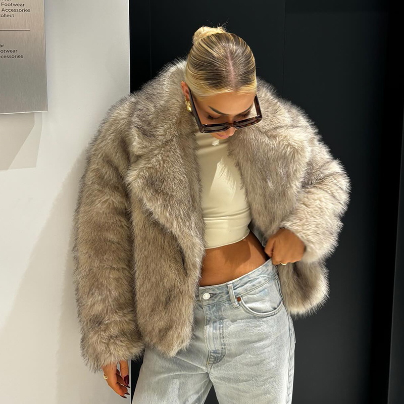 Streetwear Brand Fashion - Elegancka kurtka damska z gradientowego sztucznego